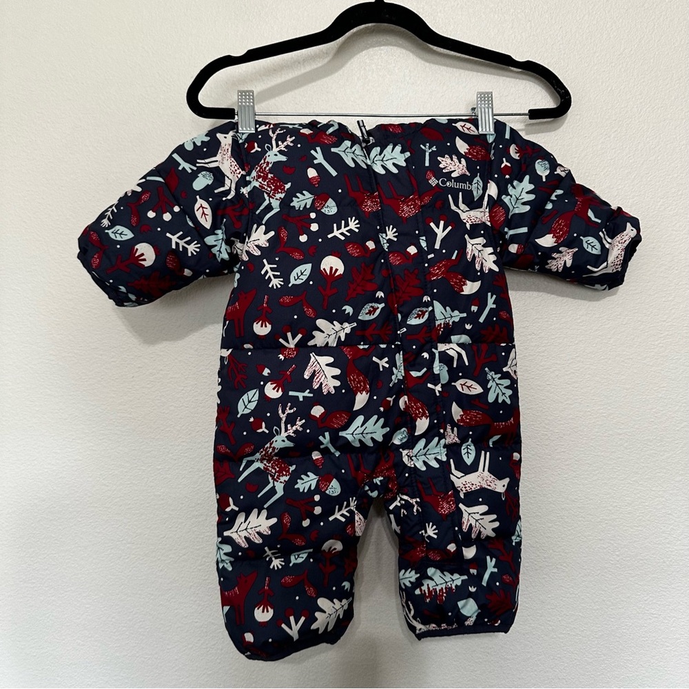 Columbia infant printed snuggly bunny bunting suit size 0-3 months blue deer
